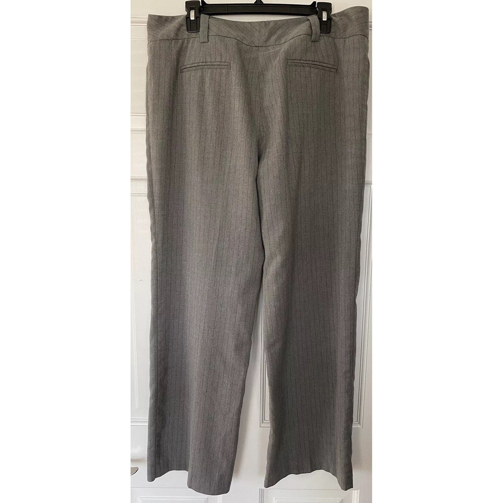 Women's Ab Studio Women's Dress Pants Size 14 Gray Pin Striped Faux Pockets - Picture 1 of 8